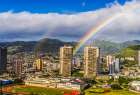 Colorful double rainbow, Honolulu, Oahu, Hawaii. Art Print